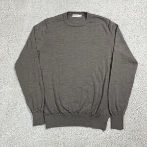 Suitsupply Sweater Mens M Gray Merino Wool Long Sleeve Crewneck Stretch